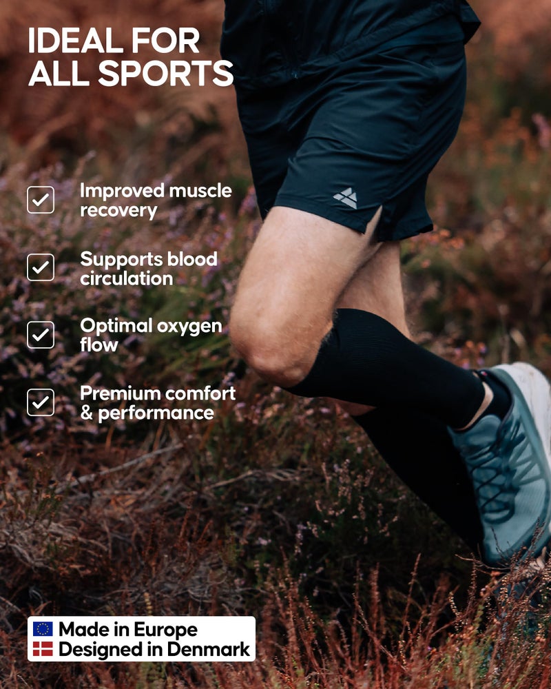 DANISH ENDURANCE Graduated Calf Compression Sleeves (Solid Black 1 Pair, Medium) - Image 3